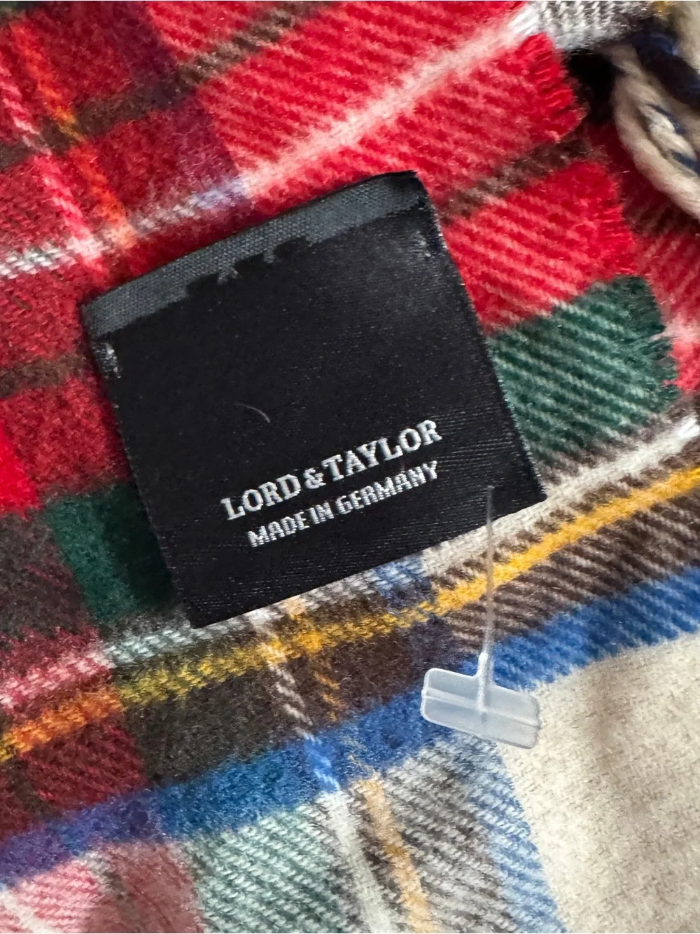 Lord & Taylor Red & Green Plaid Wool Scarf